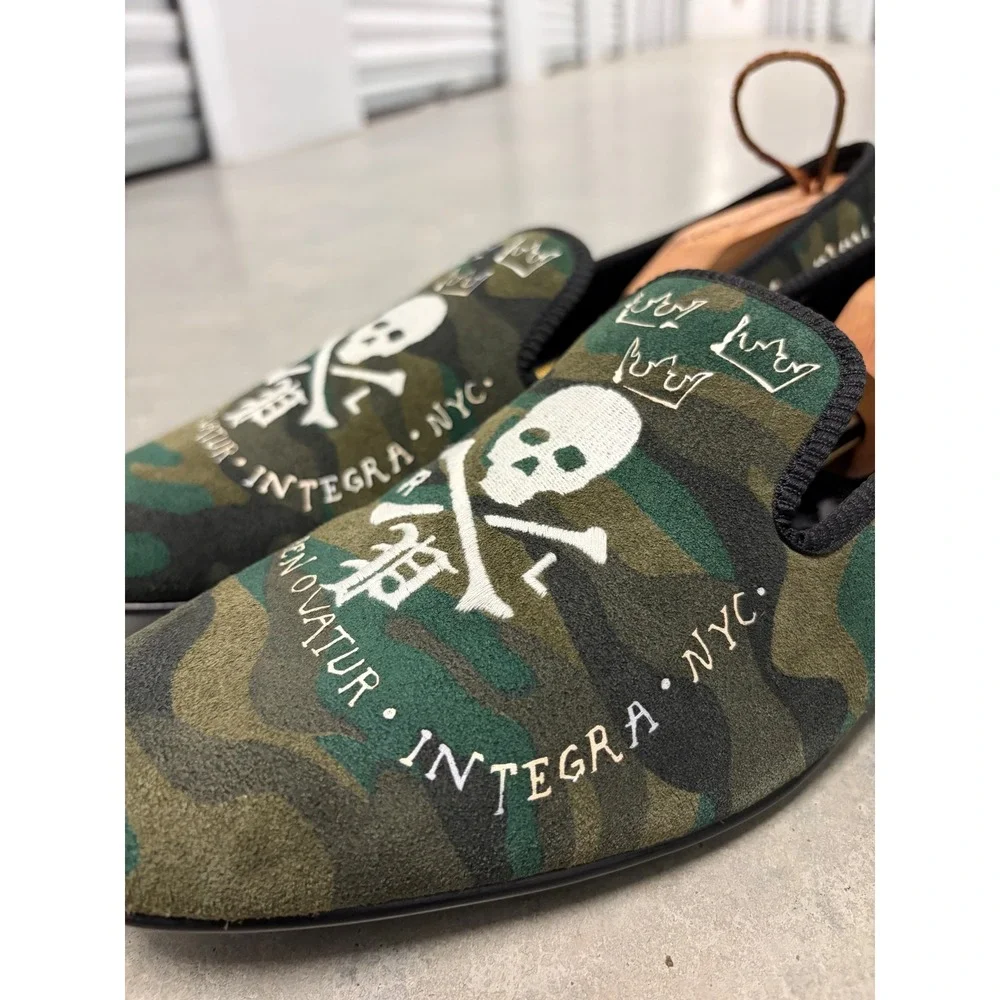 Polo Ralph Lauren slipper Mens 12 Camo Loafer Skull Forty Thieves Velvet Slipper